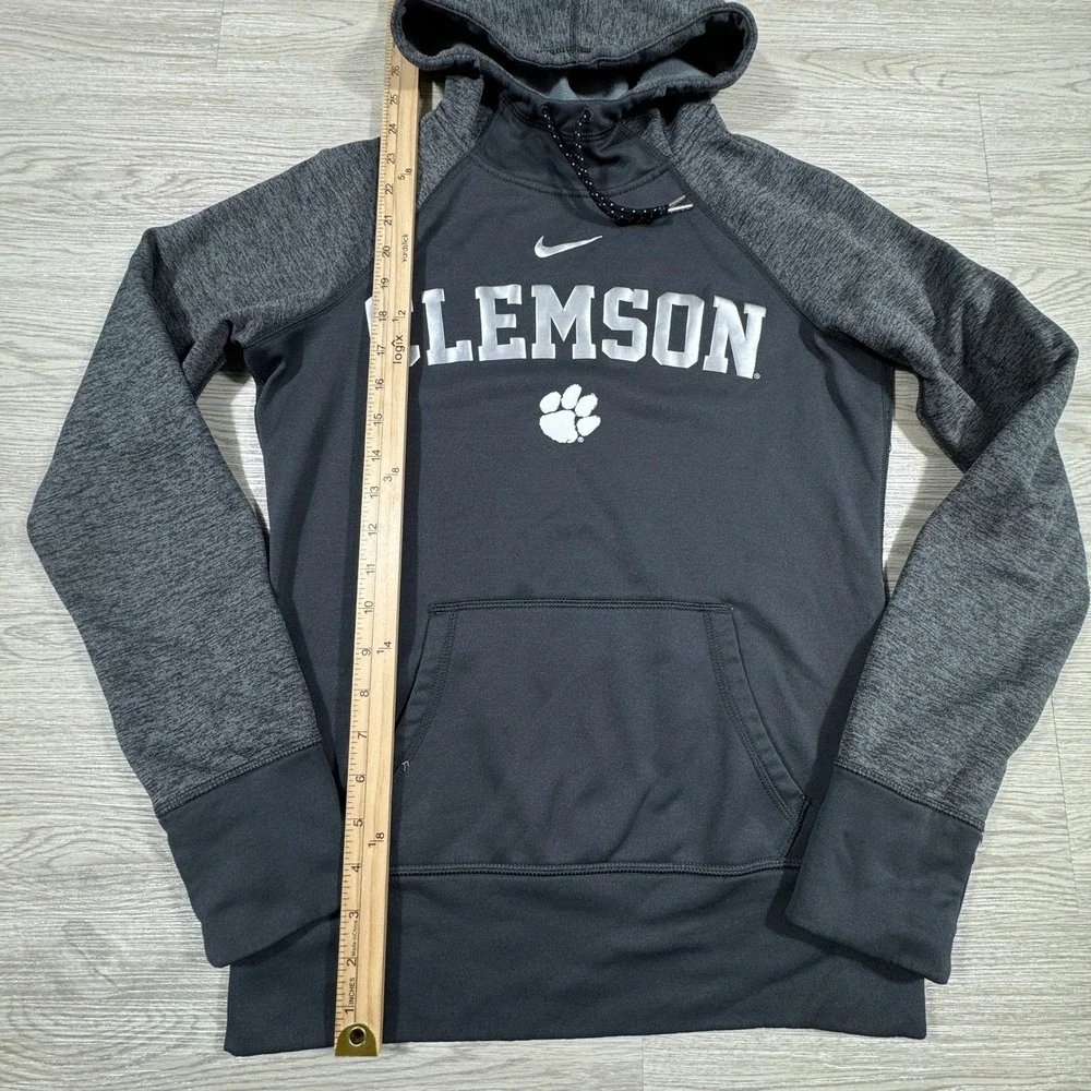 Nike‎ Men's Clemson Hoodie Therma-FIT Pullover Sweatshirt Black Grey Small NCAA